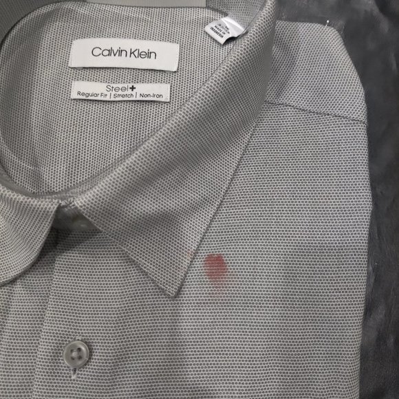 SOILED Calvin Klein Mens Regular Fit Non Iron Dress Gray Size 16 32/33 $75 2A145 - Picture 3 of 3